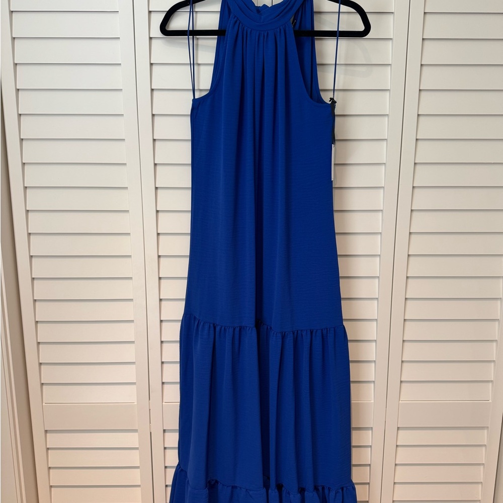 NWT High Neck Royal Blue Ruffle Dress